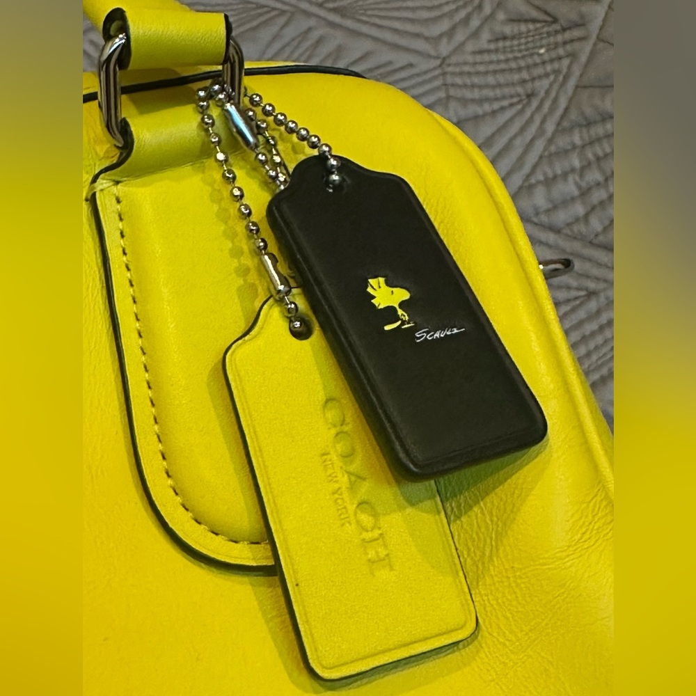 COACH X PEANUTS Snoopy Mini Surrey Yellow Satchel Crossbody + Woodstock Hang Tag - Picture 4 of 10